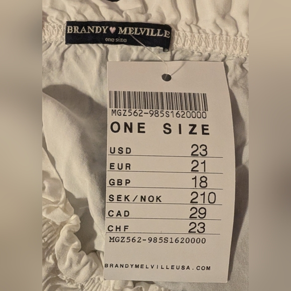 Brandy Melville White Maura Long Sleeve Off The Shoulder Top - Picture 2 of 4